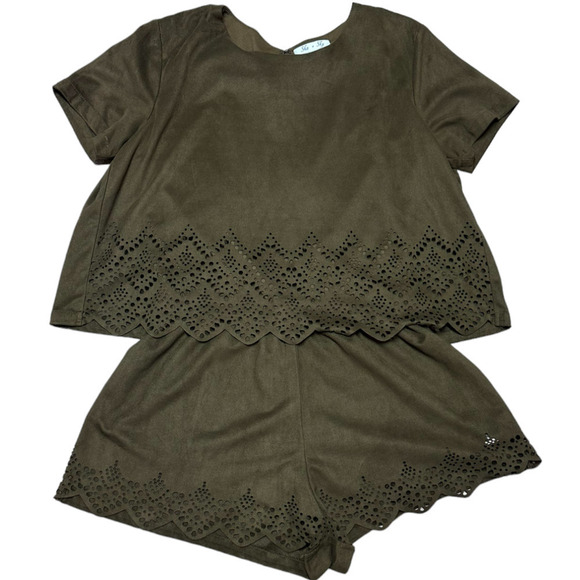 She + Sky Open Back Olive Green Super Soft Cut Out Boho Festival Romper Size M - Picture 1 of 9